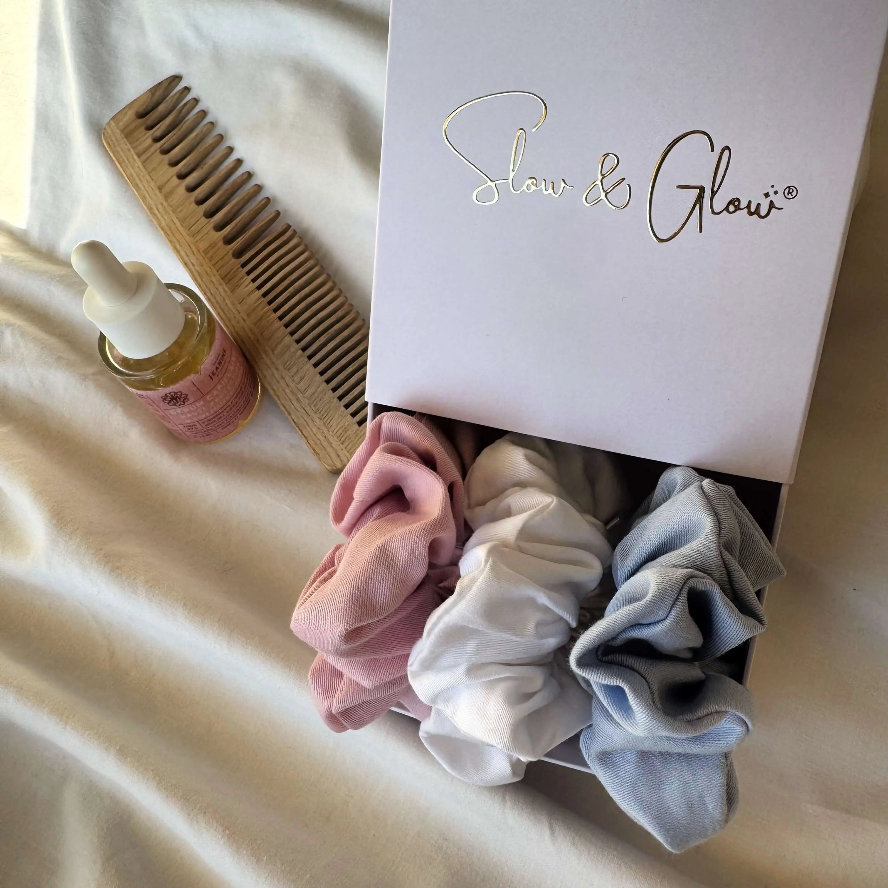 accessoires cheveux en satin de coton bio doux, coffret de 3, protège les cheveux du frottement