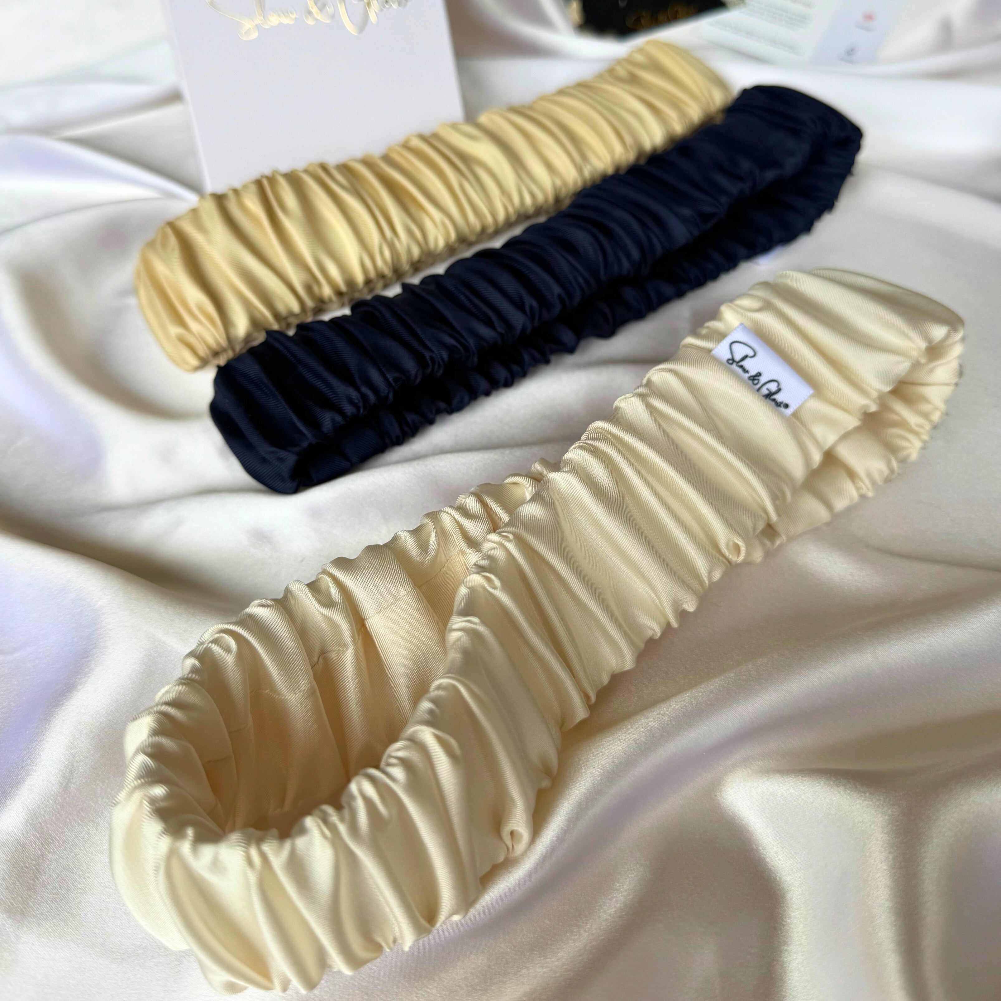 Bandeau plissé élastique en soie upcyclée • fabriqué en France 👑