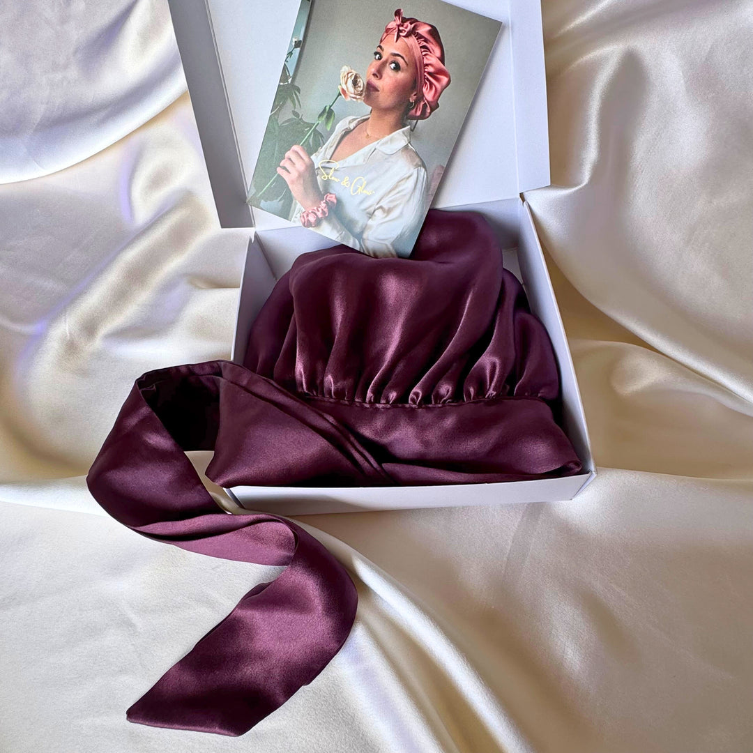 Bonnet de nuit en soie upcyclée ajustable et double épaisseur