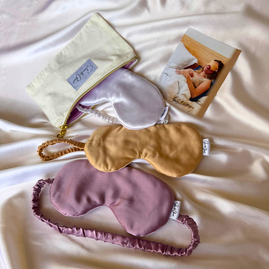 Masque de nuit ajustable en soie upcyclée (pochette offerte)