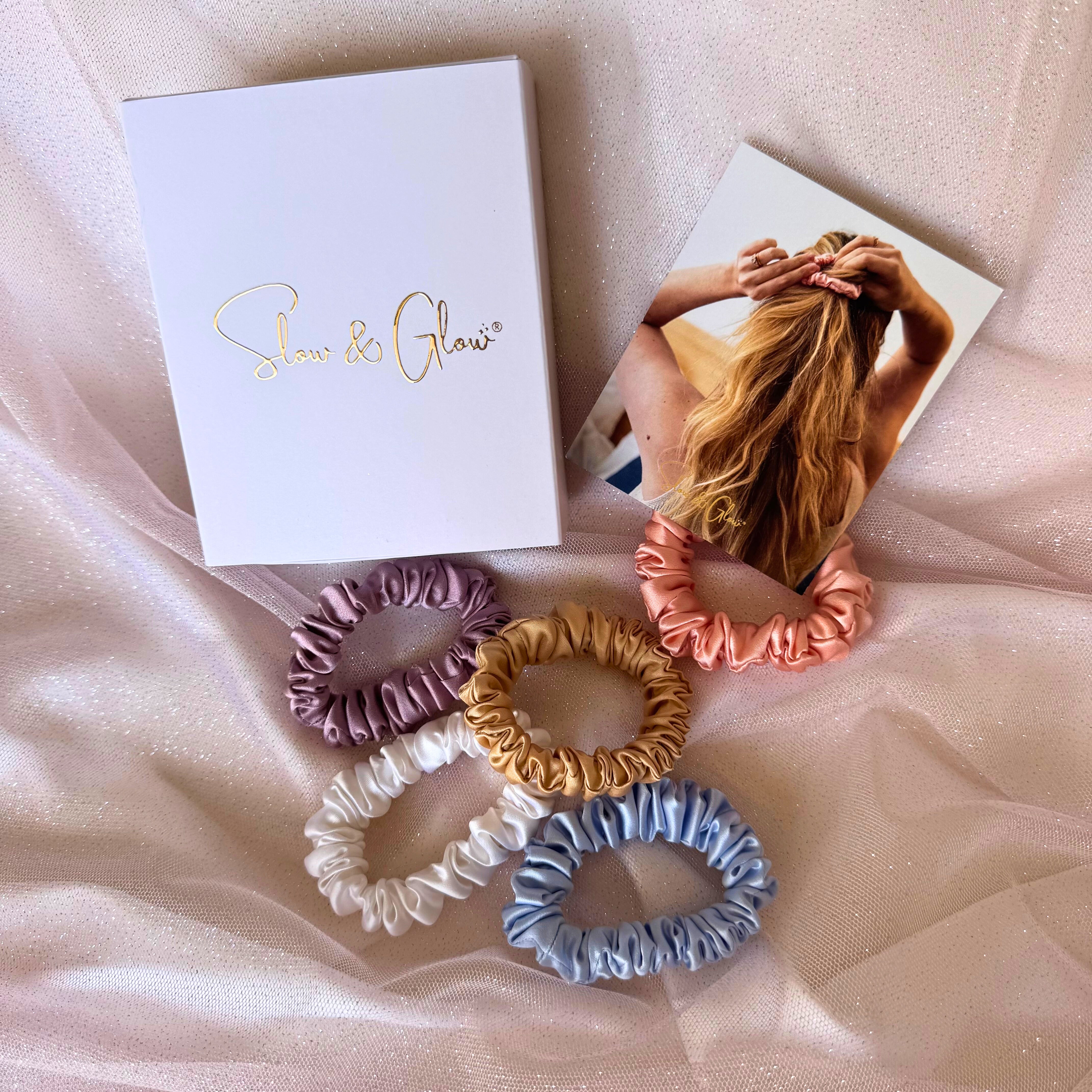 Trio d'élastiques cheveux en soie upcyclée • coffret à personnaliser