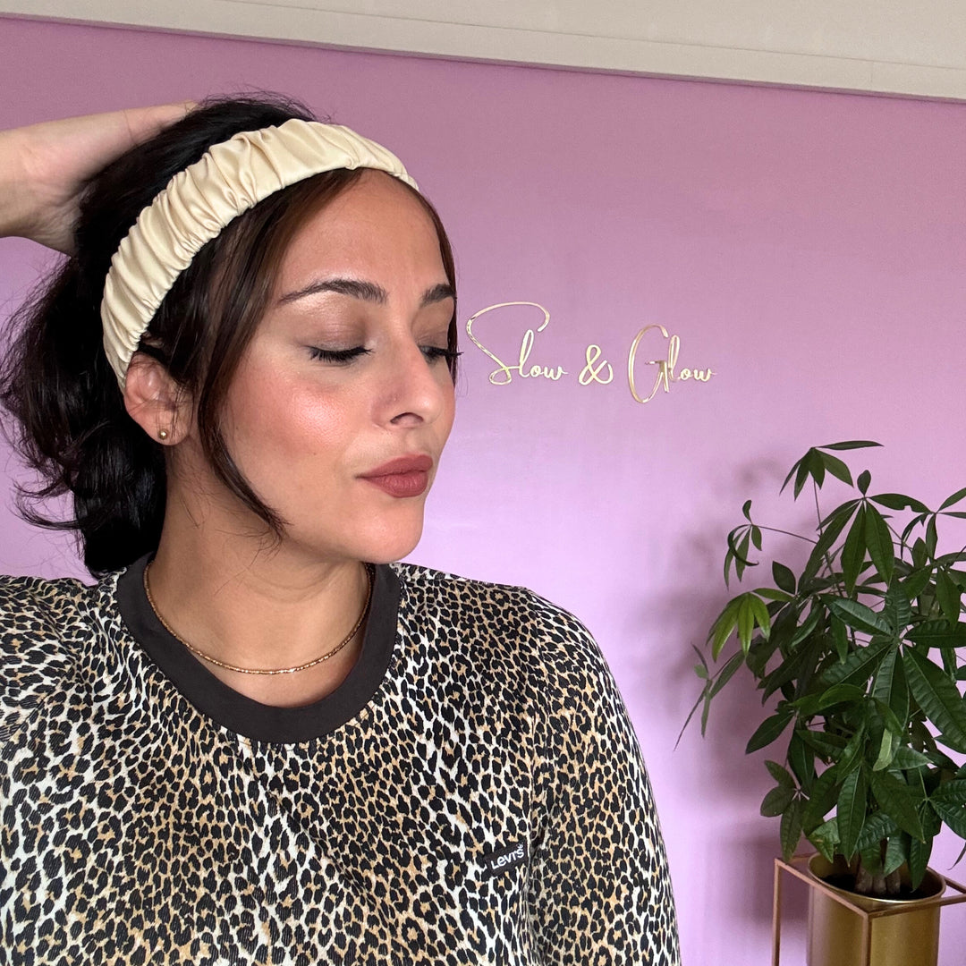 Bandeau en soie upcyclée plissé