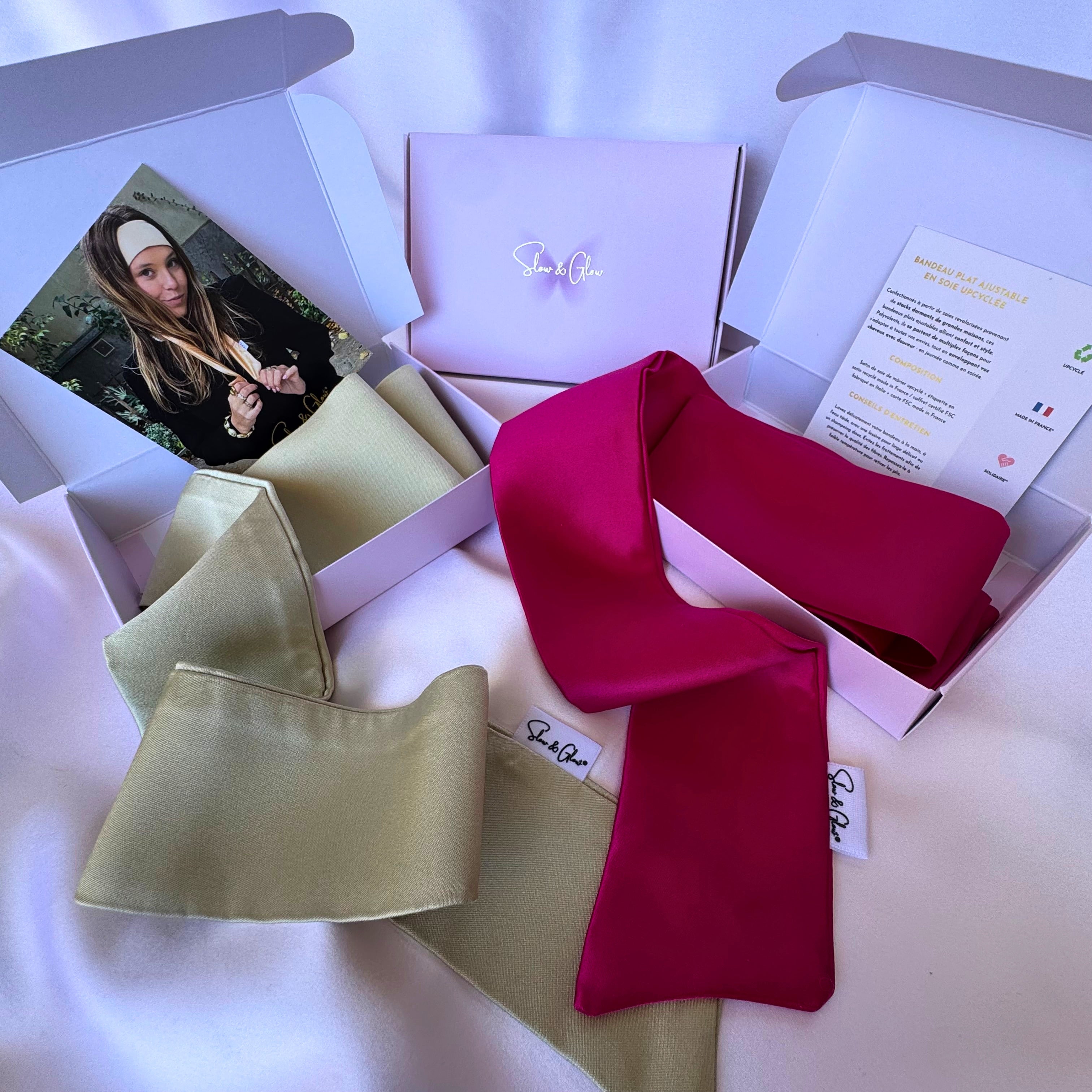Bandeau plat ajustable en soie upcyclée • Collection Haute Couture