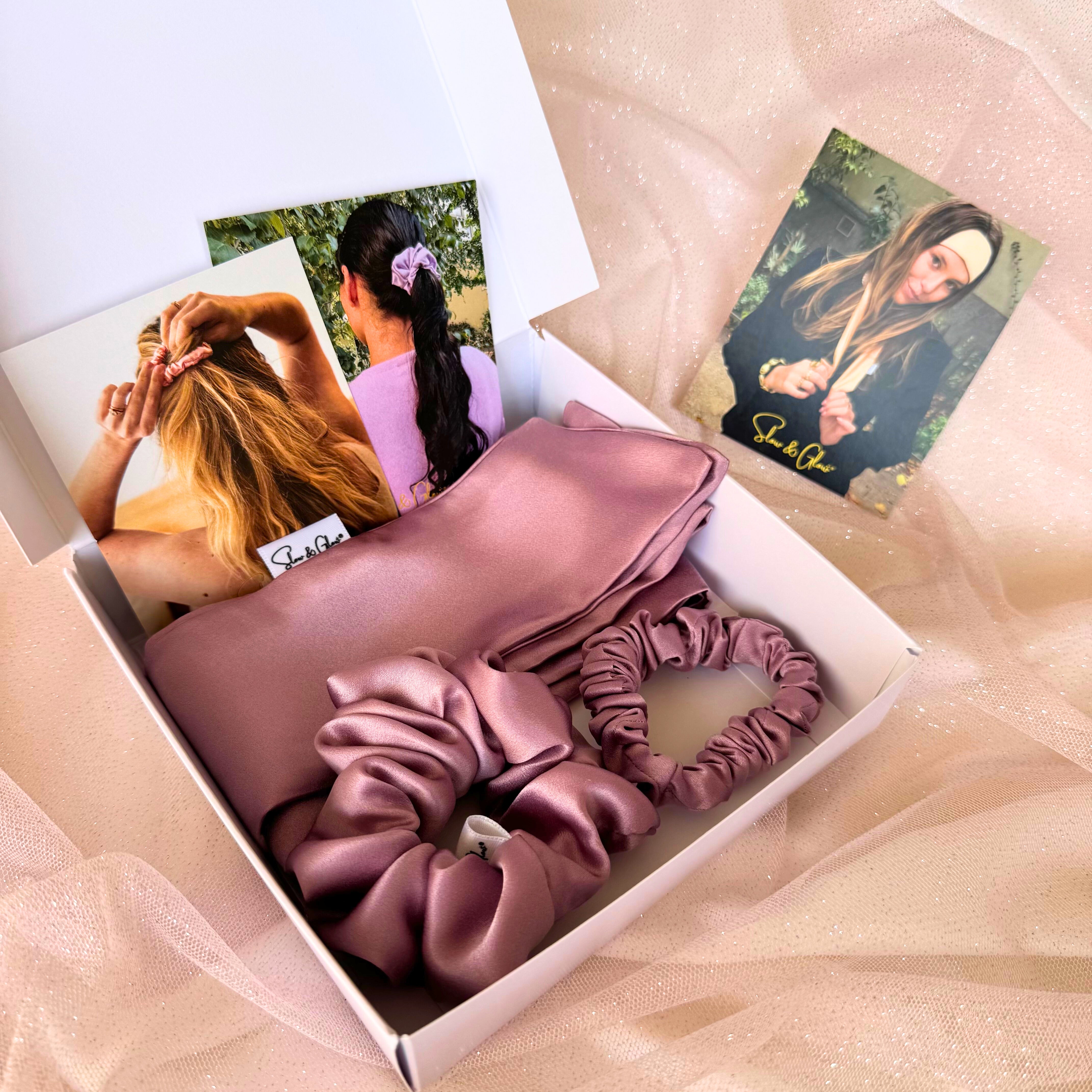 Coffret «mes essentiels coiffure» : bandeau ajustable • chouchou • élastique en soie upcyclée