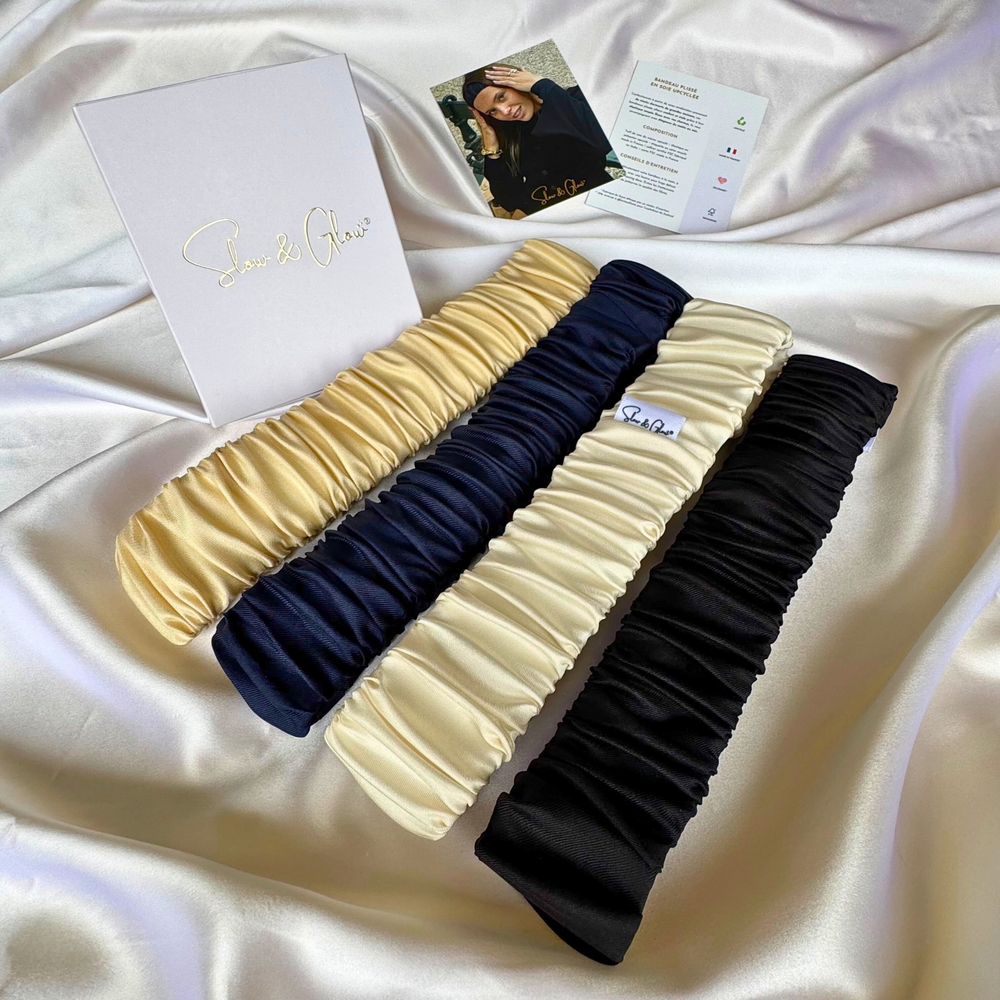 Bandeau en soie upcyclée plissé