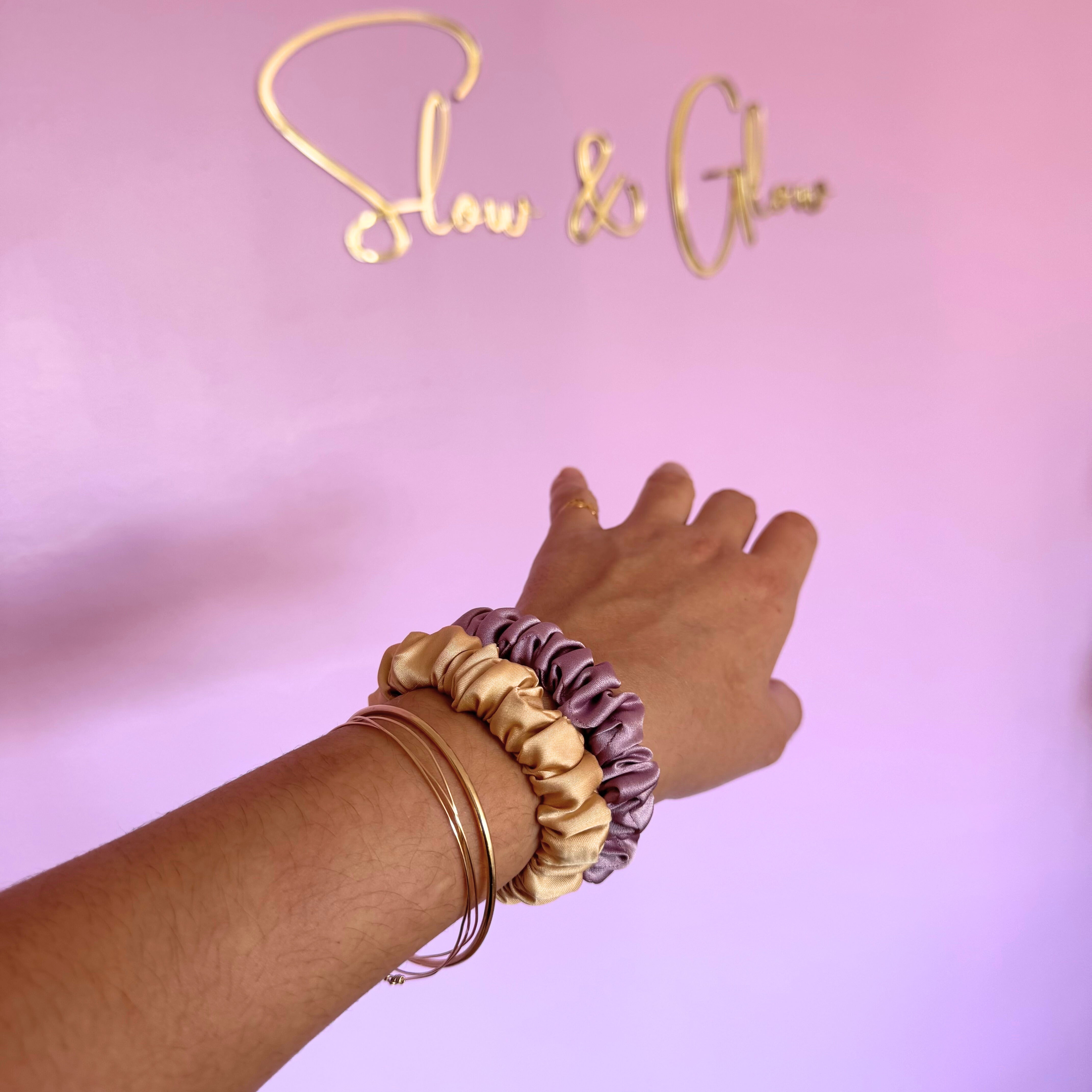 Trio d'élastiques cheveux en soie upcyclée • coffret à personnaliser