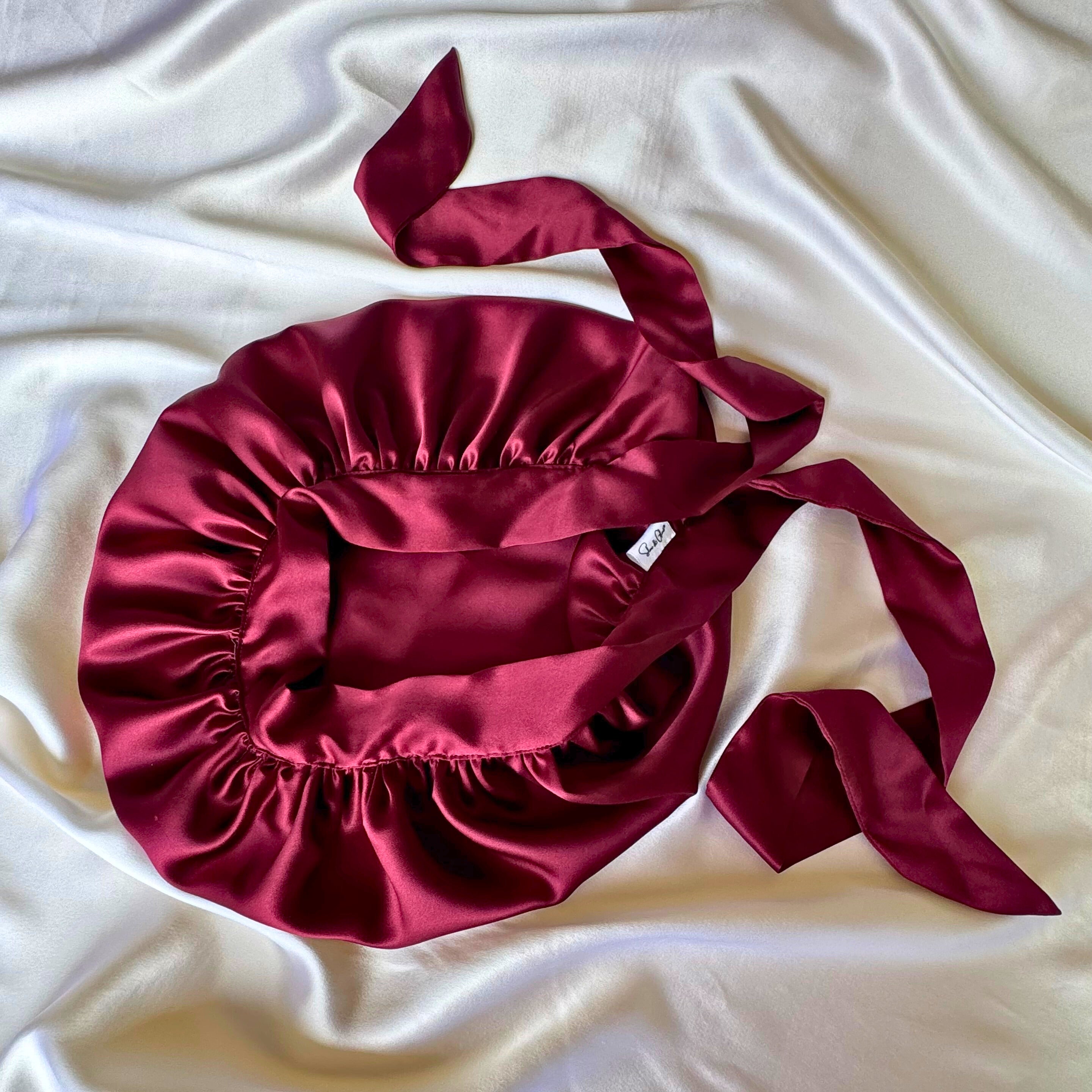 Bonnet de nuit ajustable en soie upcyclée double épaisseur