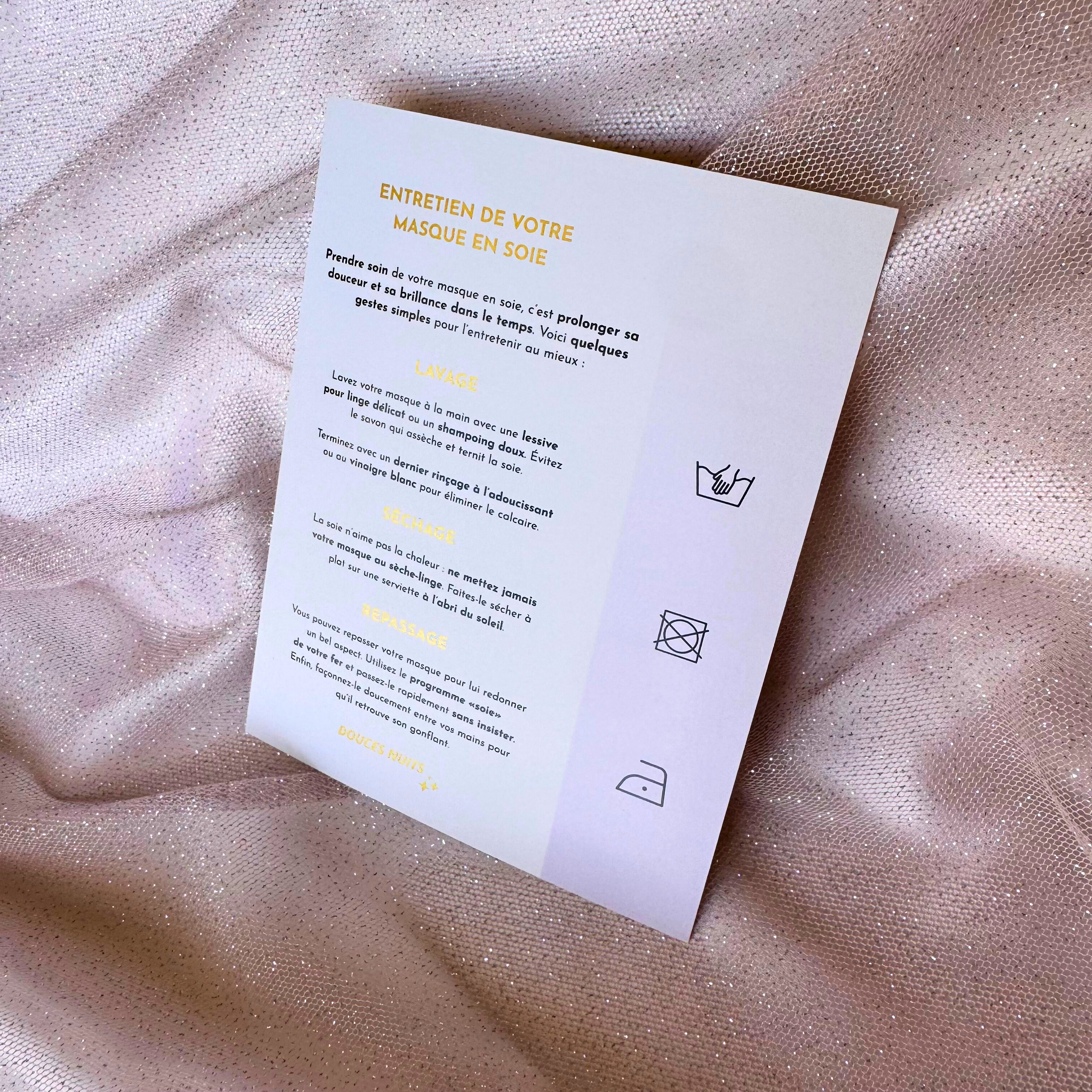 Masque de nuit ajustable en soie upcyclée + trousse upcyclée Hermès offerte 👝