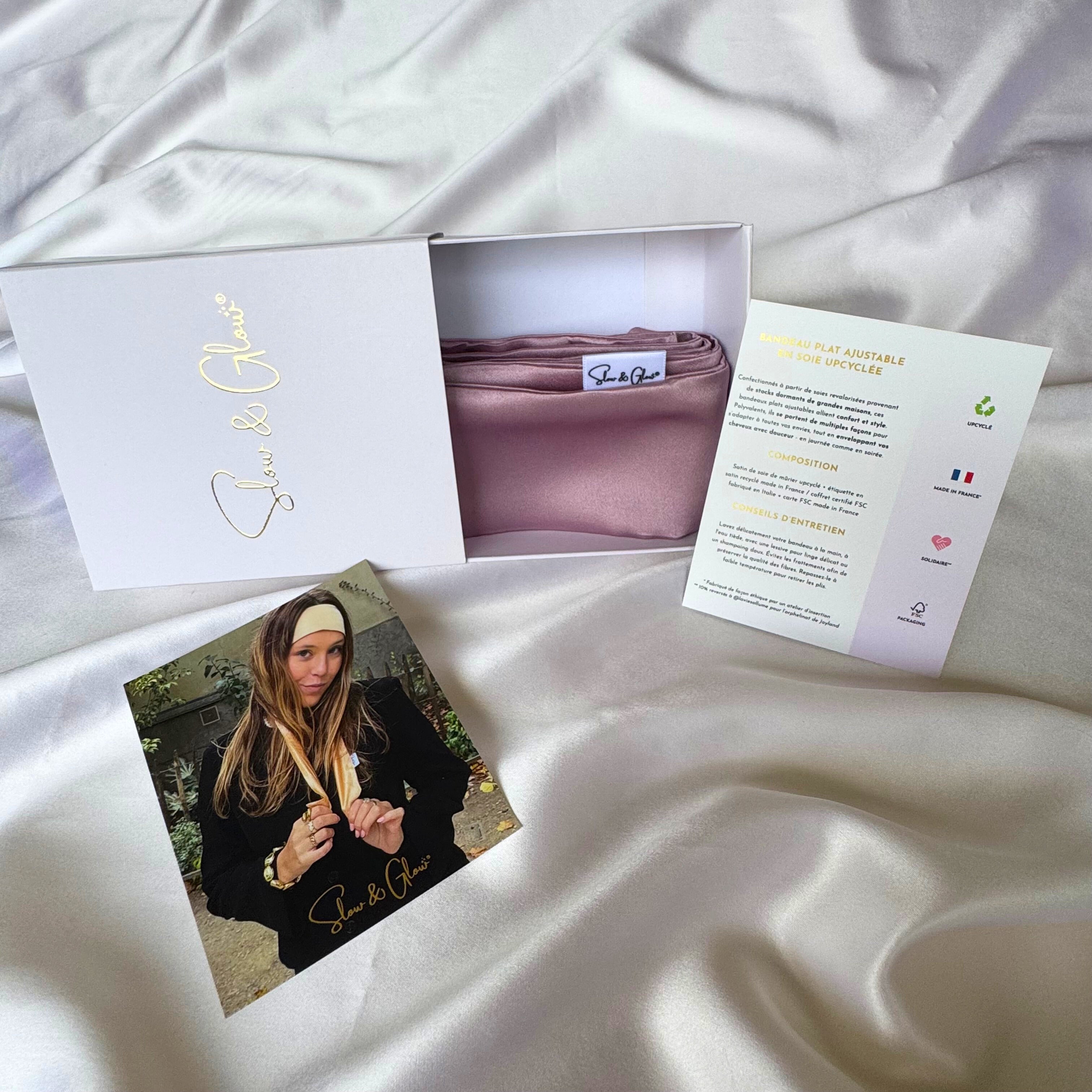 Bandeau plat ajustable en soie upcyclée • fabriqué en France 🎀