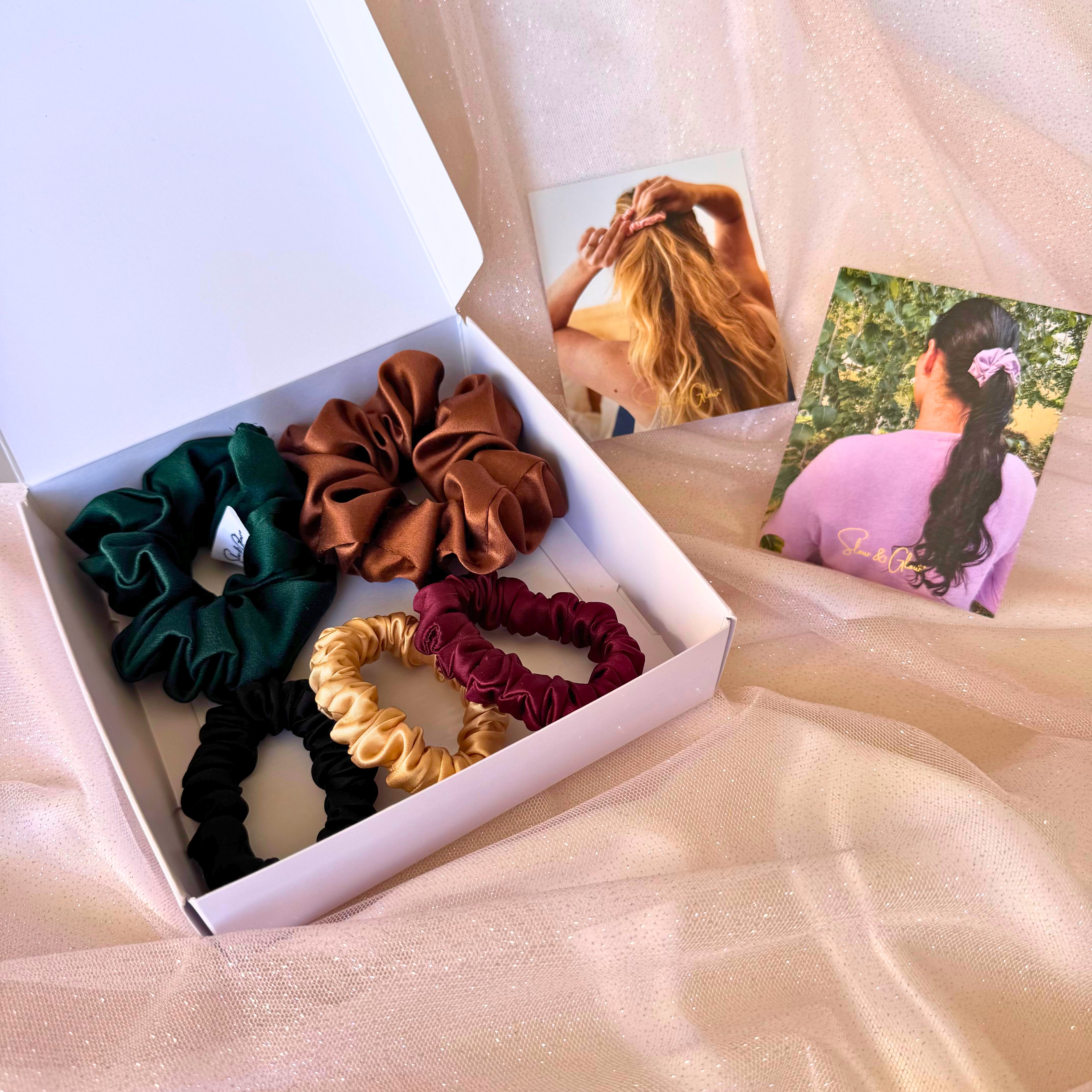 Coffret «5 étoiles» : mon mix de 5 élastiques & chouchous en soie upcyclée