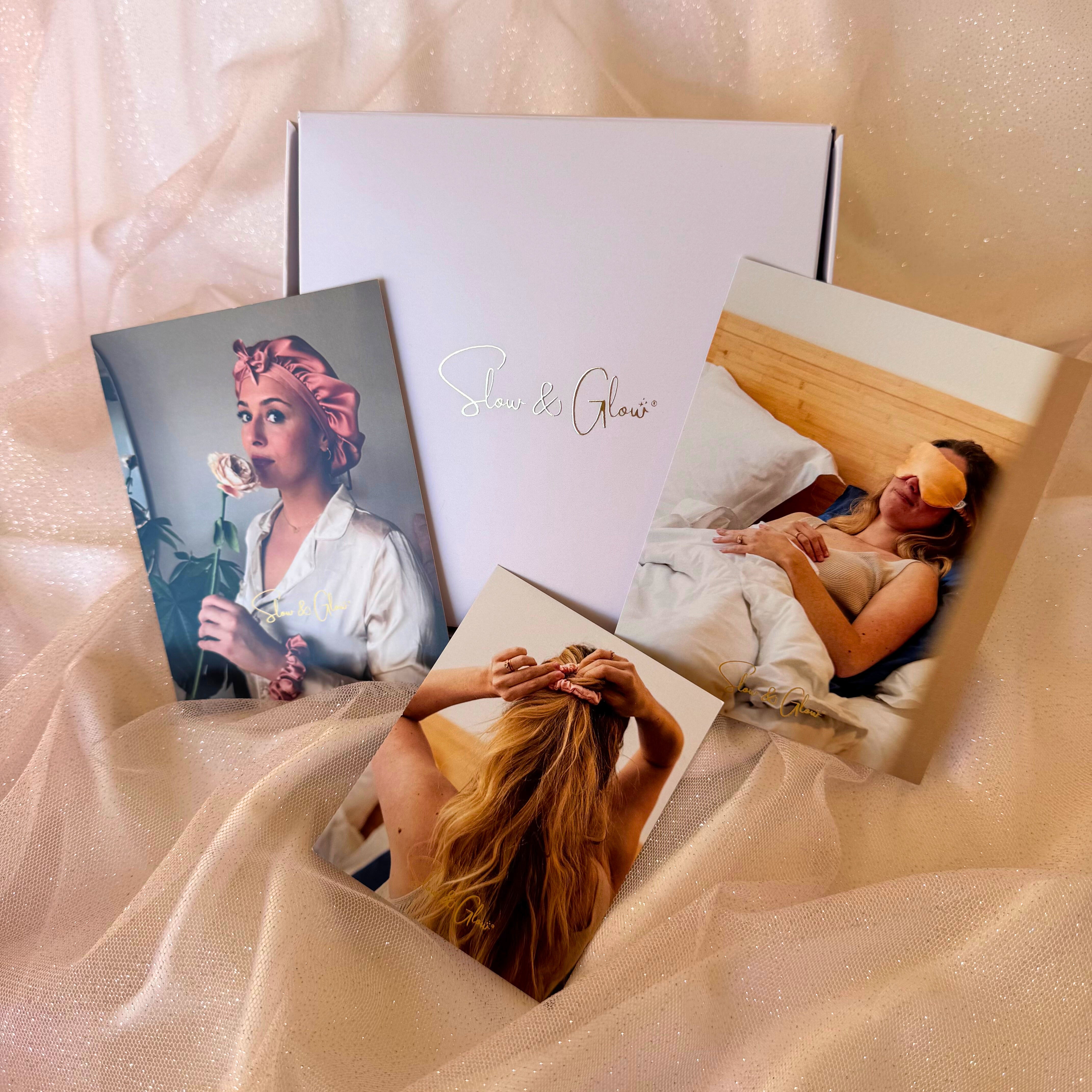 Coffret «1001 nuits» en soie upcyclée : taie ou bonnet de nuit • masque de sommeil • élastique