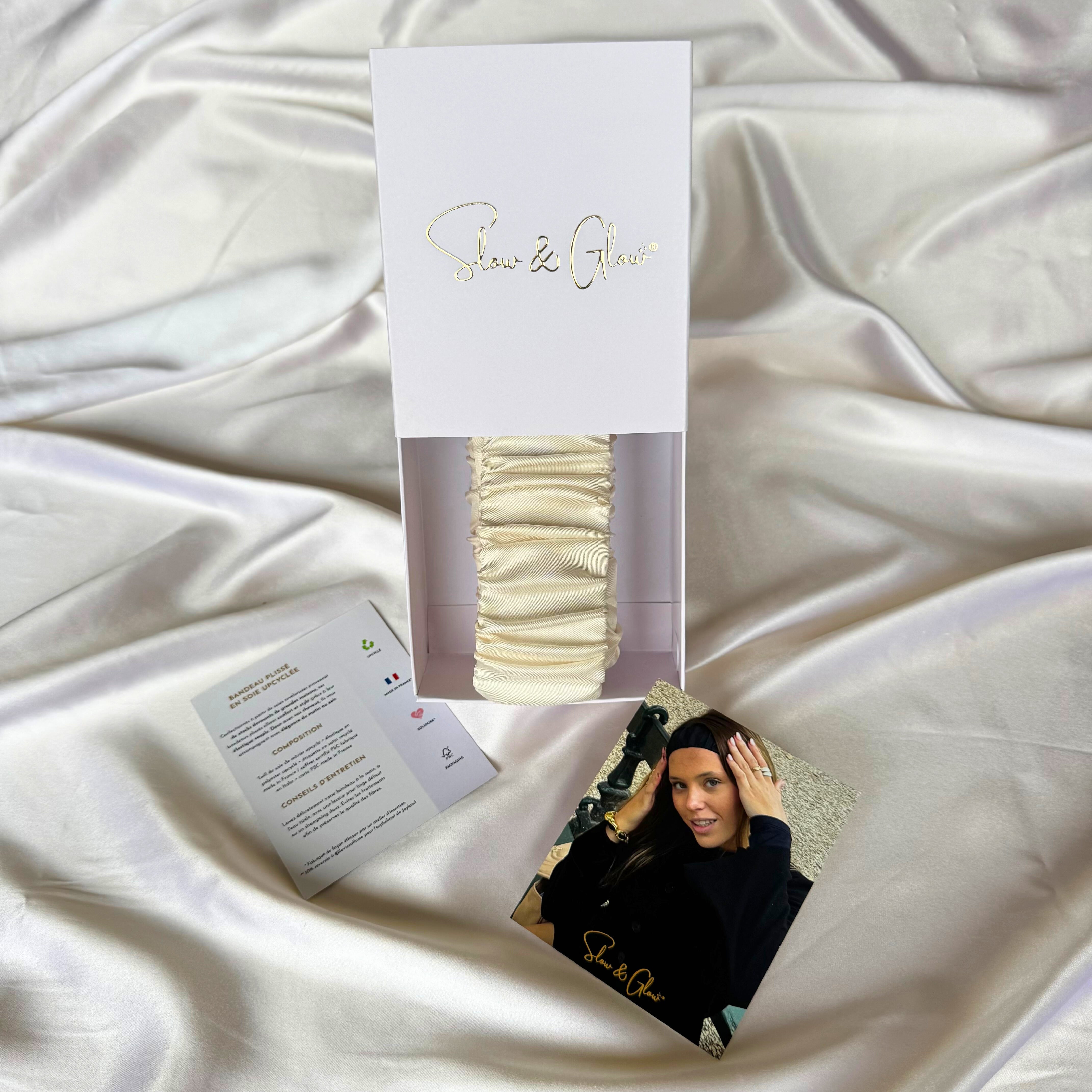 Bandeau plissé élastique en soie upcyclée • fabriqué en France 👑