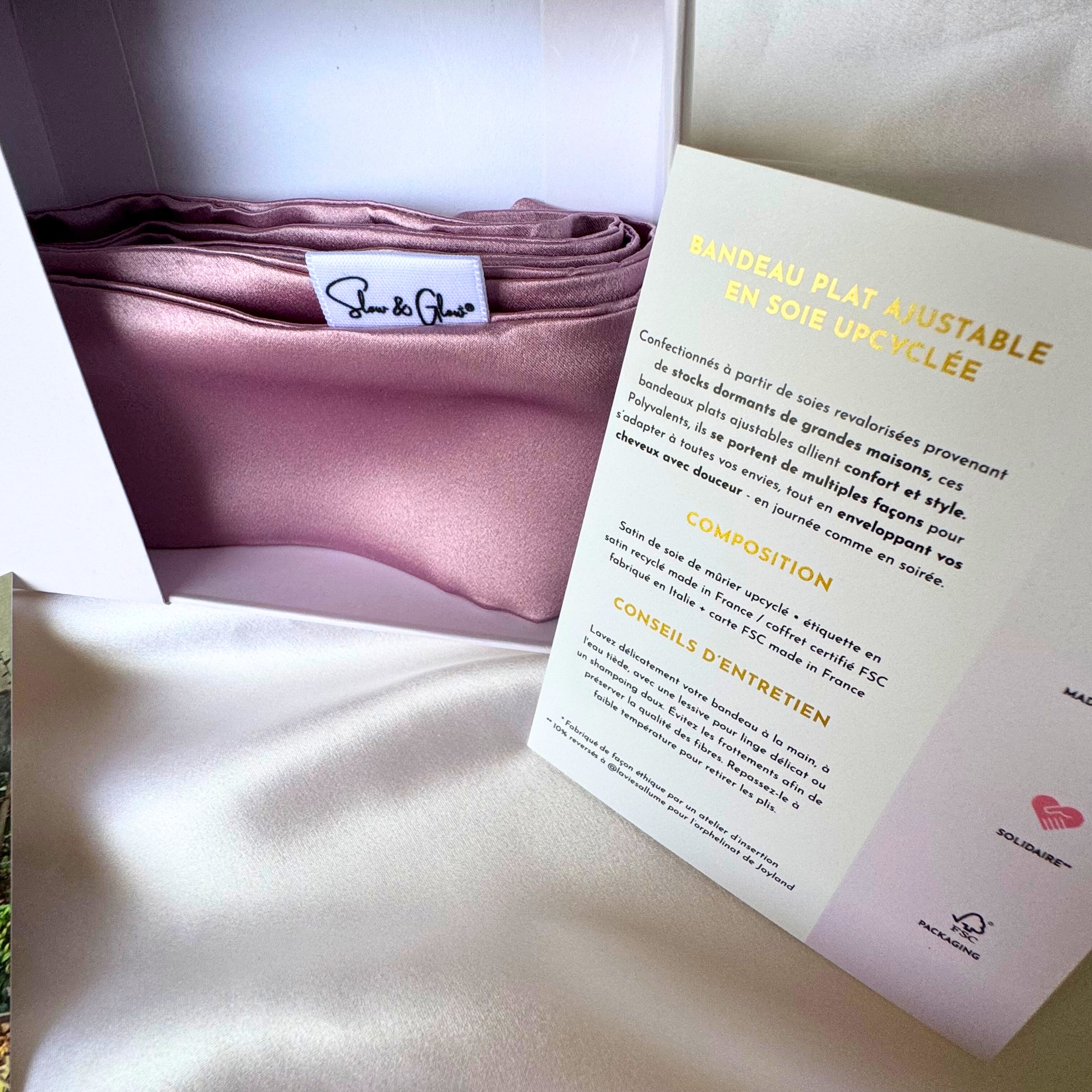 Bandeau plat ajustable en soie upcyclée • fabriqué en France 🎀