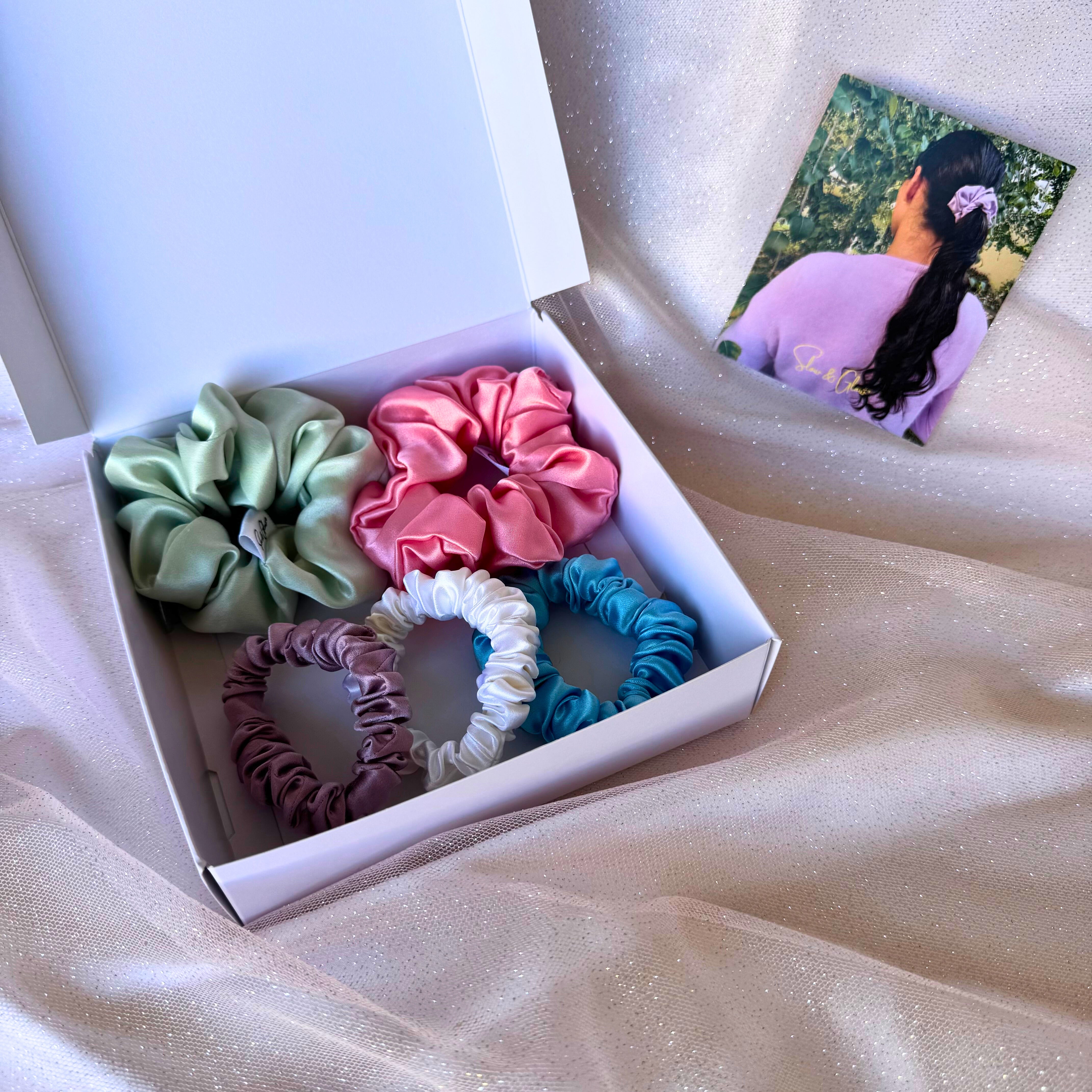 Coffret «5 étoiles» : mon mix de 5 élastiques & chouchous en soie upcyclée