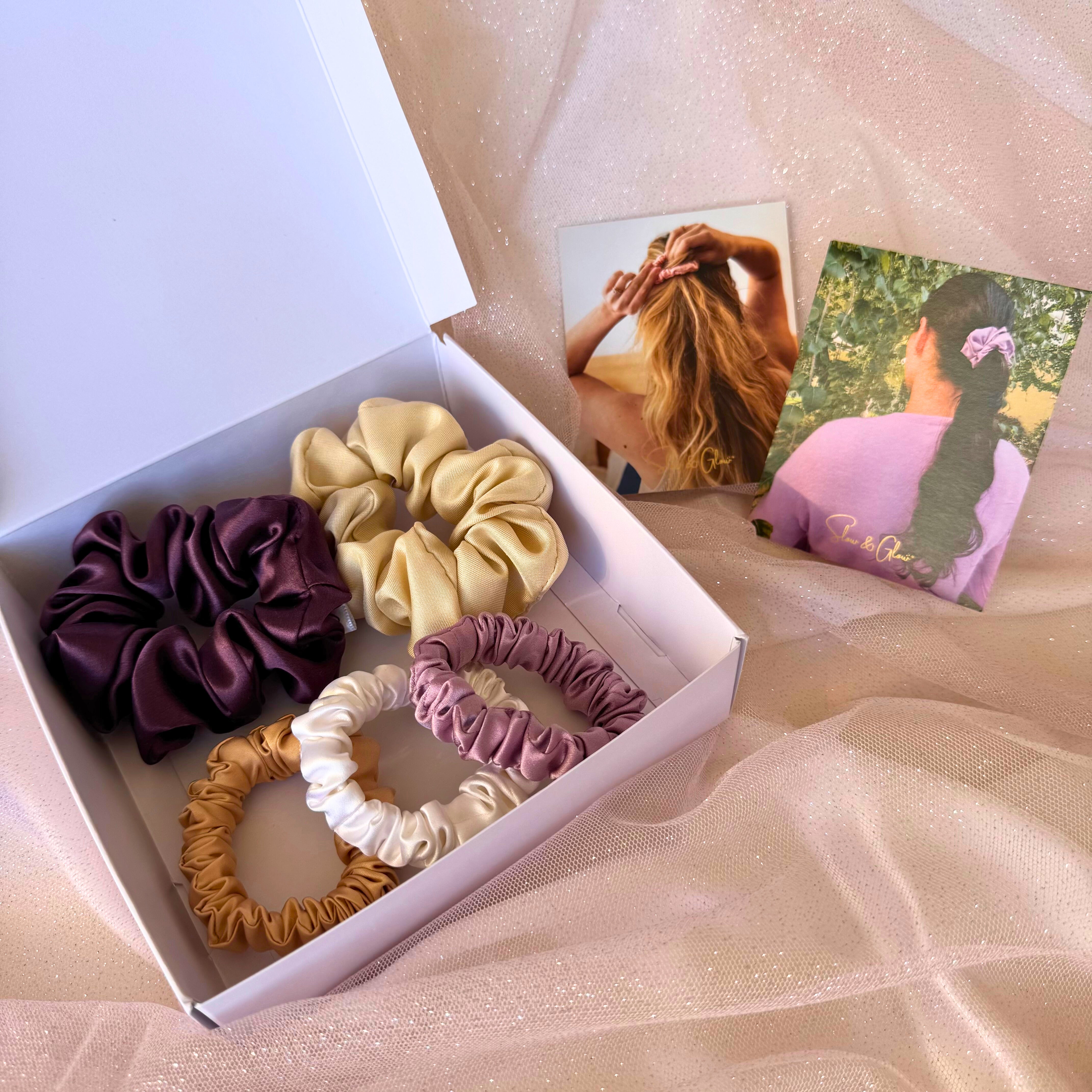 Coffret «5 étoiles» : mon mix de 5 élastiques & chouchous en soie upcyclée