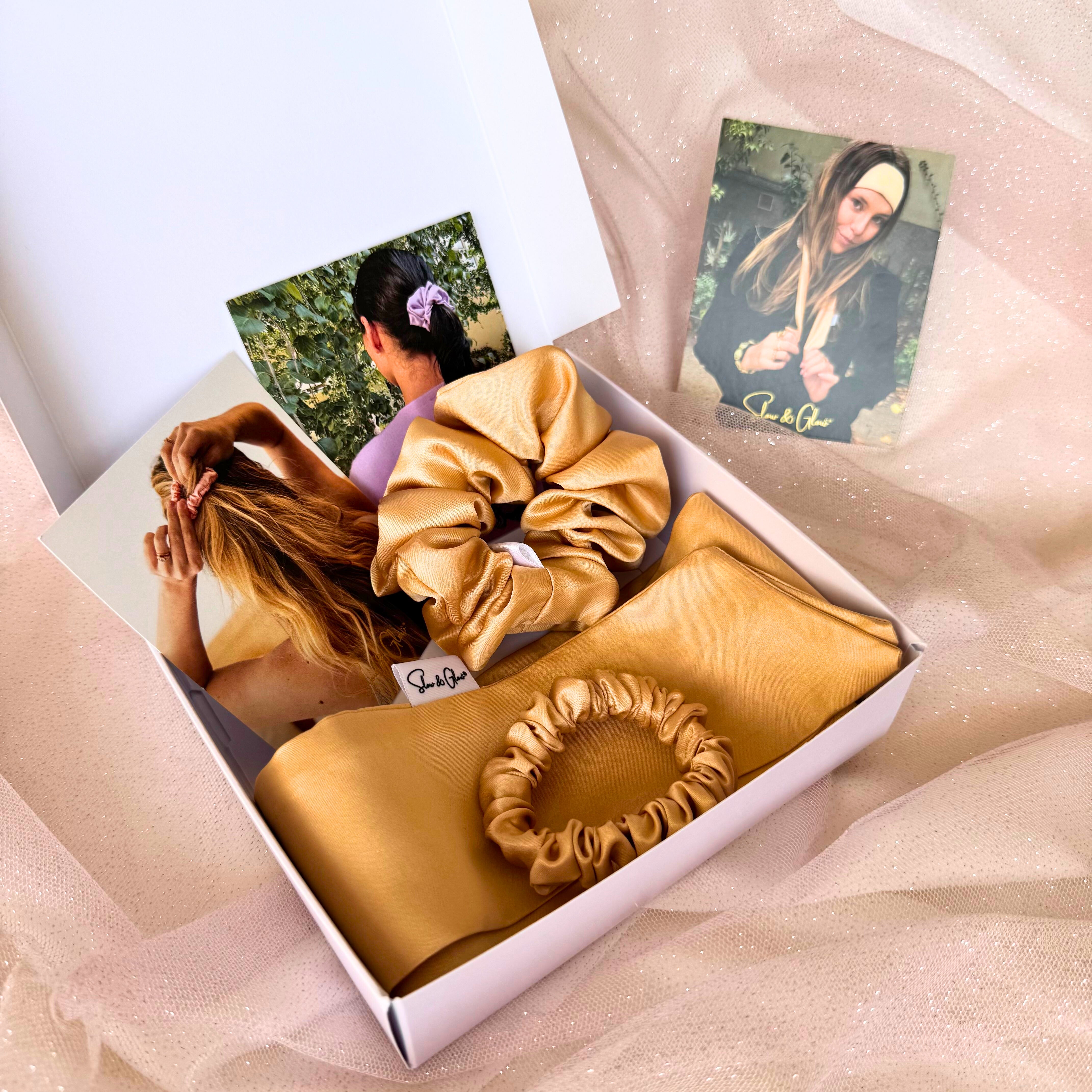 Coffret «mes essentiels coiffure» : bandeau ajustable • chouchou • élastique en soie upcyclée