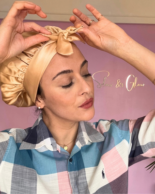 Bonnet de nuit en soie upcyclée ajustable et double épaisseur