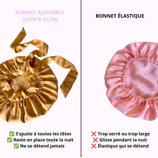 Bonnets de nuit en soie upcyclée ajustable à nouer