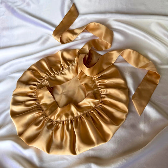 Bonnet de nuit en soie ajustable champagne 