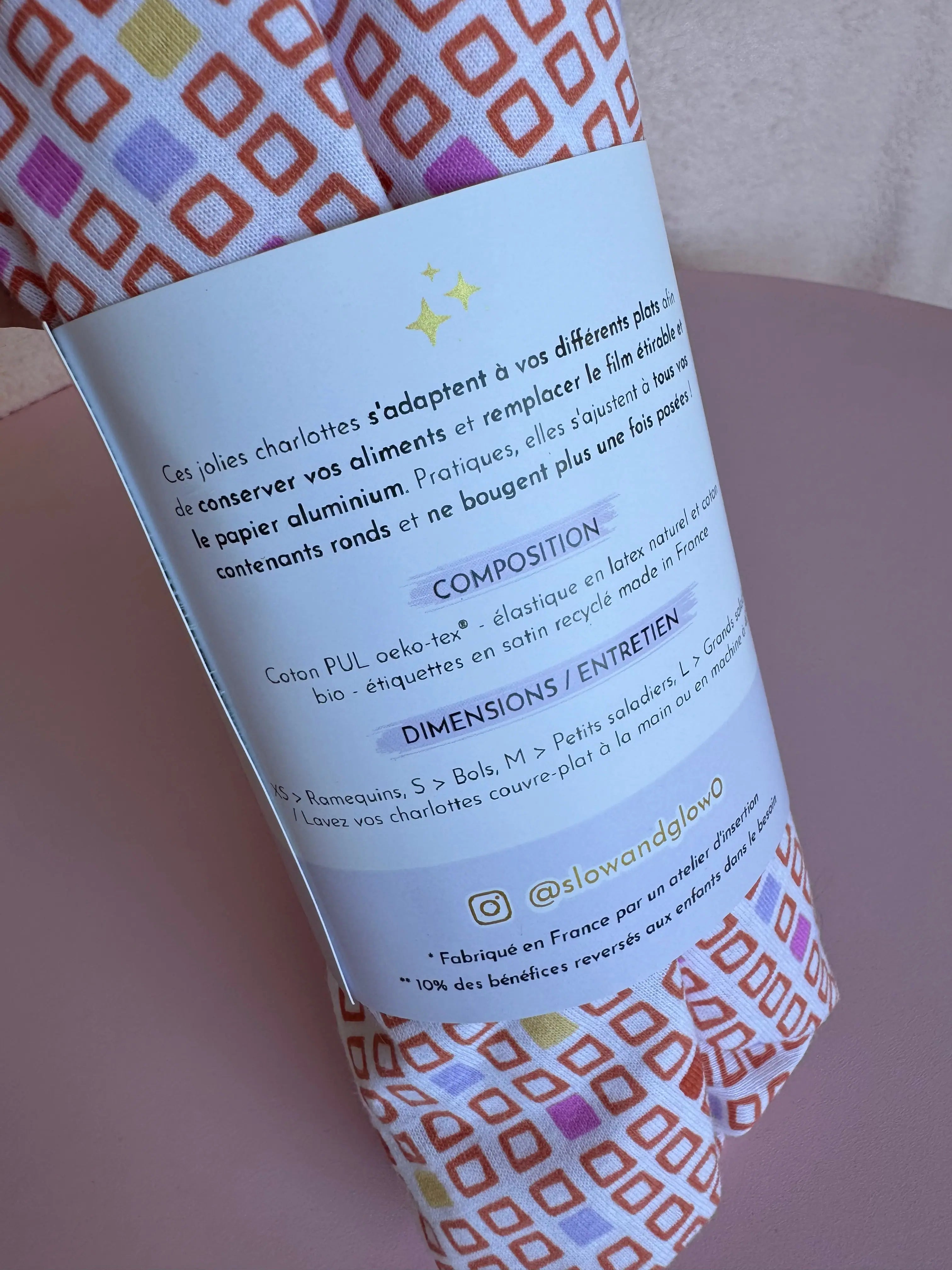 couvre-plat en tissu zéro déchet, fabrication solidaire française, pour conserver les aliments sainement
