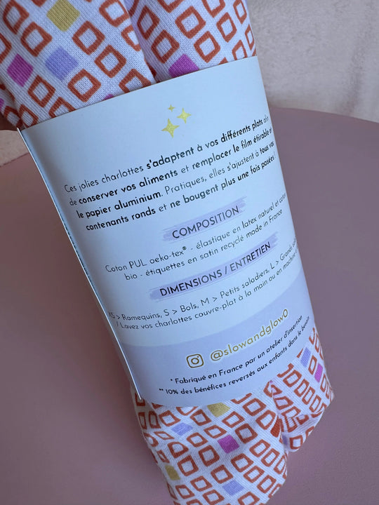 couvre-plat en tissu zéro déchet, fabrication solidaire française, pour conserver les aliments sainement
