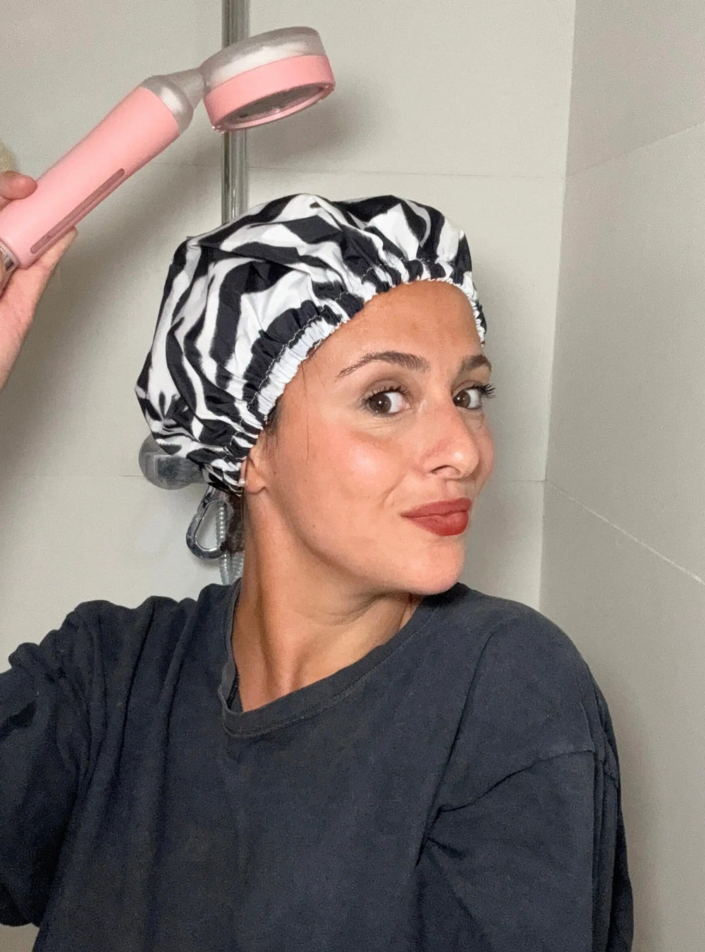 bonnet de douche éthique en tissu recyclé, anti-humidité, anti-frisottis, réutilisable et durable
