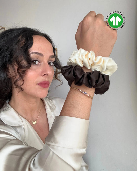 chouchou en soie biologique certifiée gots
