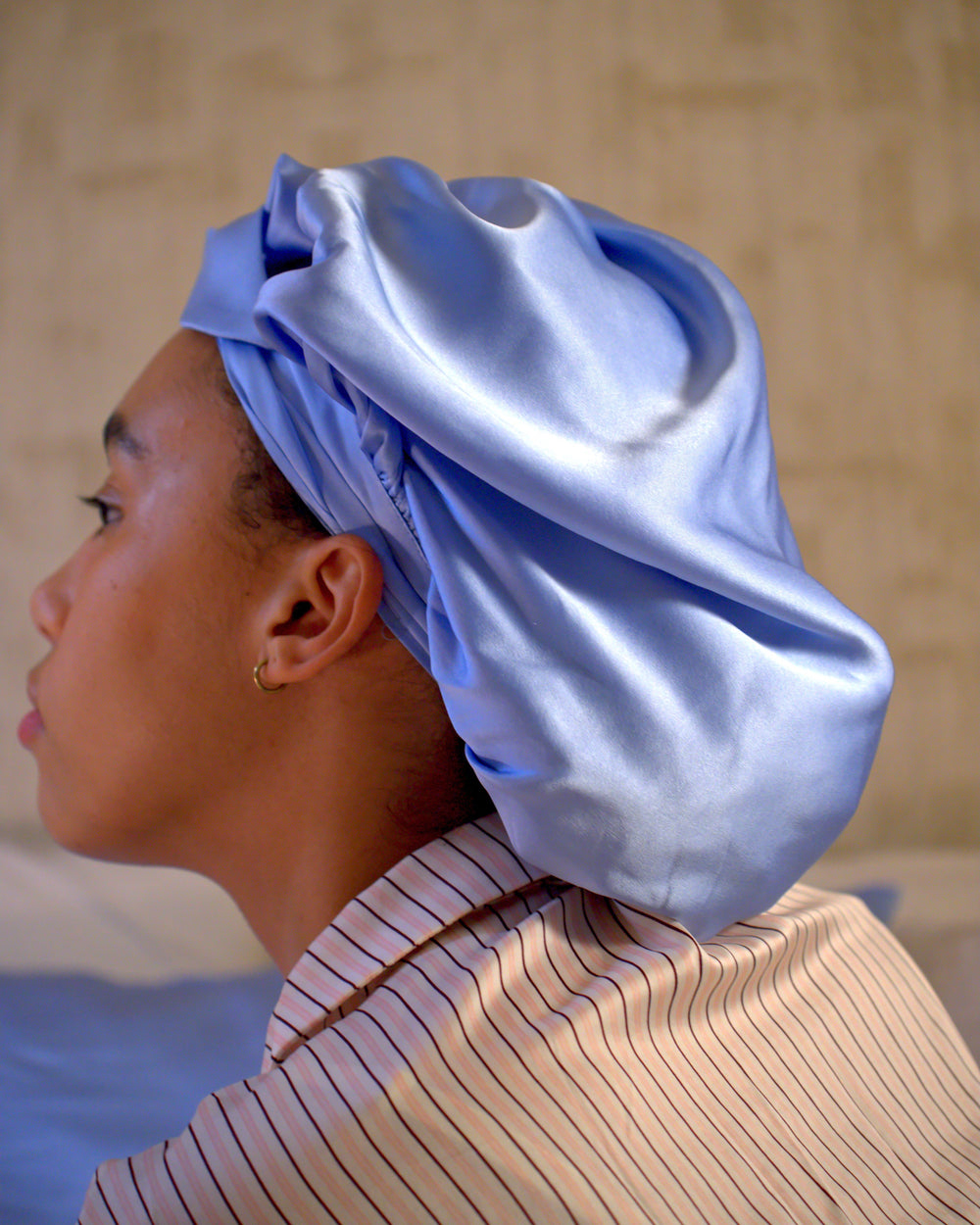 Bonnet de nuit en soie upcyclée