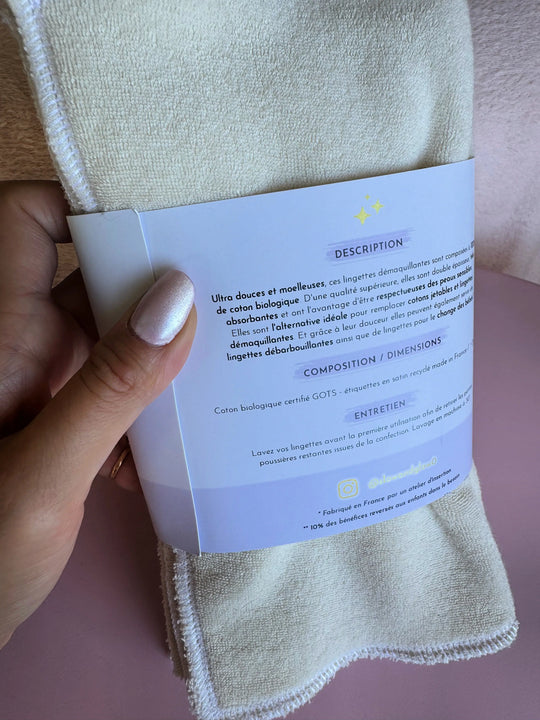 carré démaquillant en coton bio microcoton, ultra doux pour la peau, lavable et zéro déchet
