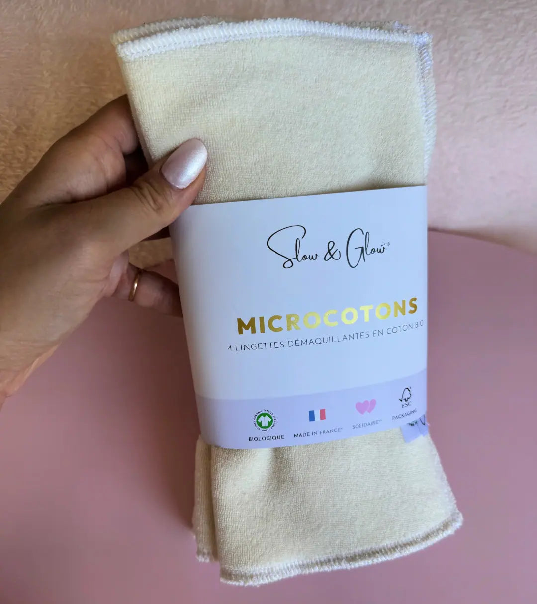 lingettes démaquillantes lavables en microcoton biologique, douces, réutilisables et fabriquées en France
