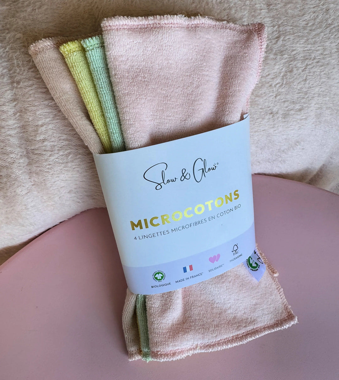 lingettes microfibres multiusages en coton biologique, écoresponsable, absorbante et réutilisable