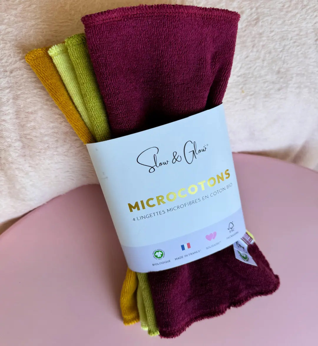 lingettes lavables en microcoton bio, fabrication éthique, alternative durable au papier absorbant, fabriquées en France
