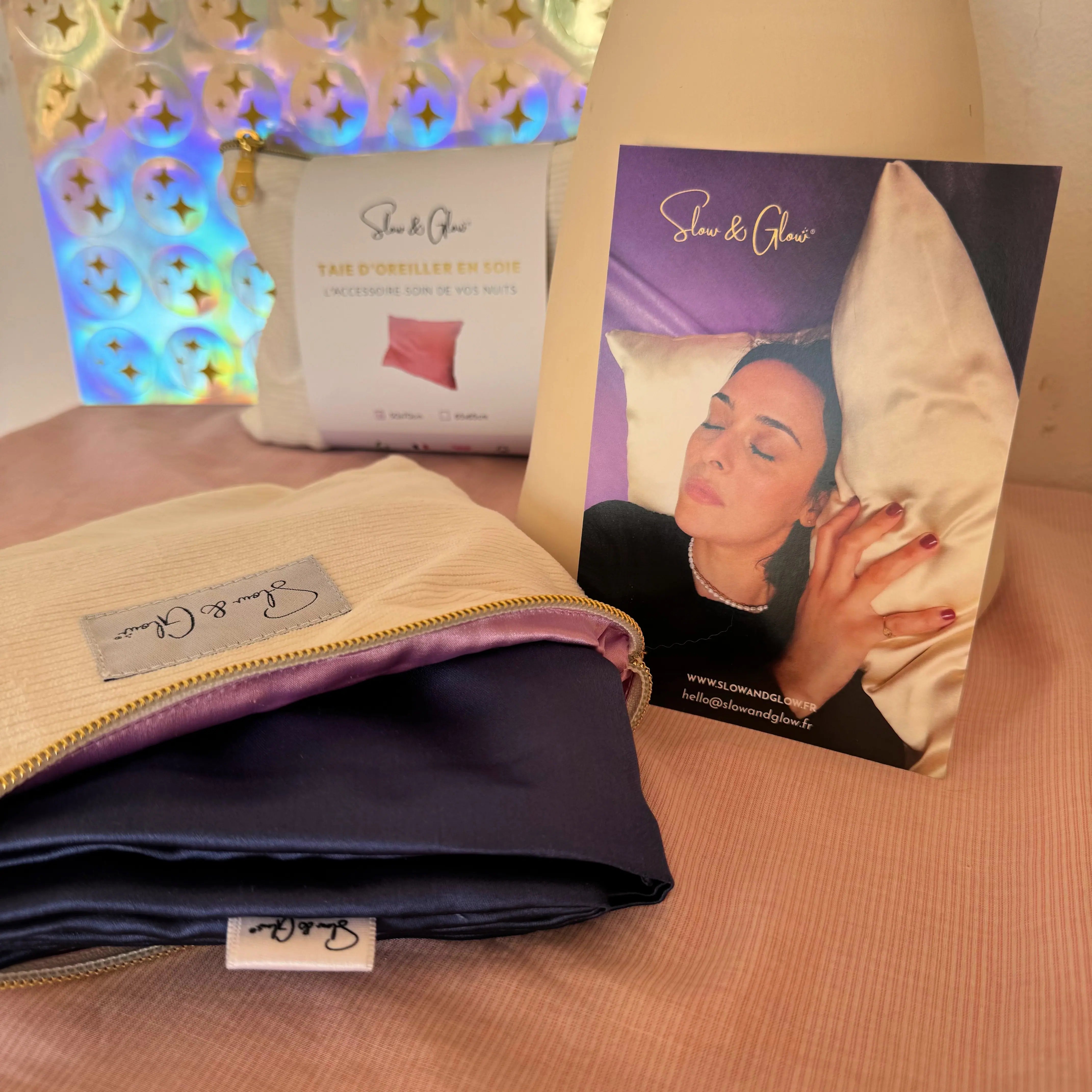 Taie d’oreiller en soie upcyclée – protège vos cheveux et votre peau pendant le sommeil. Confection artisanale en France.

