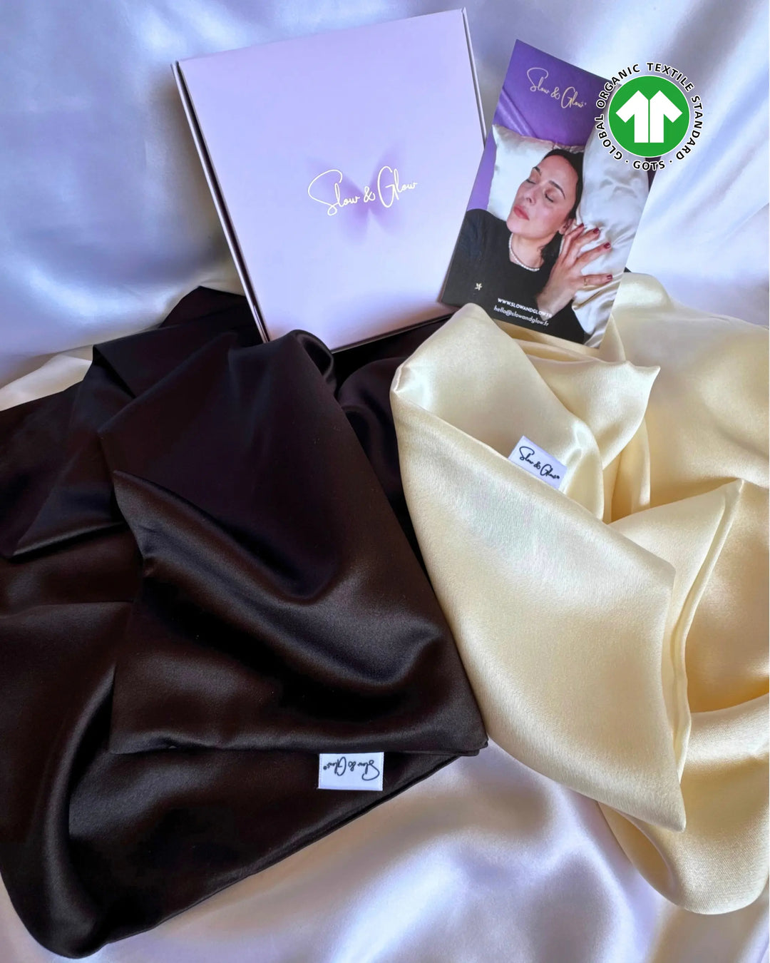 taies d'oreiller en soie biologique made in france couleur marron beige