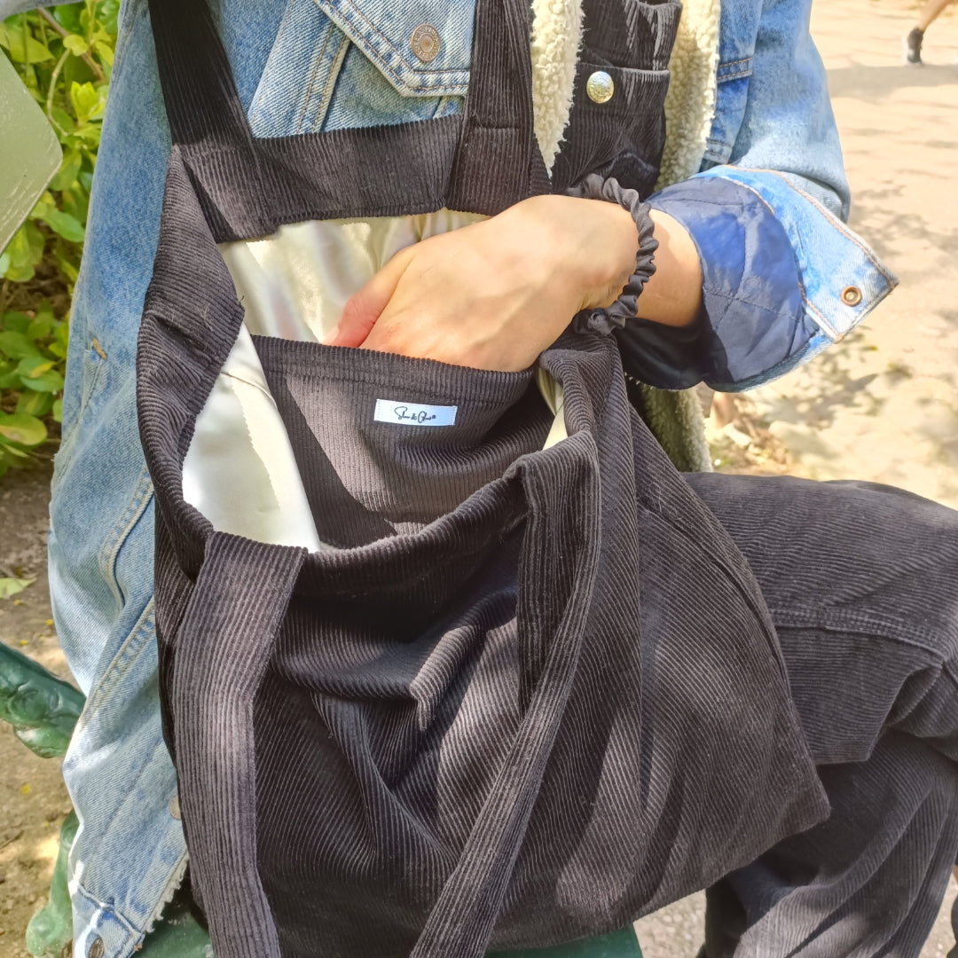 tote bag sac en velours côtelé satin upcyclé fabriqué en france paris éco-responsable slow and glow